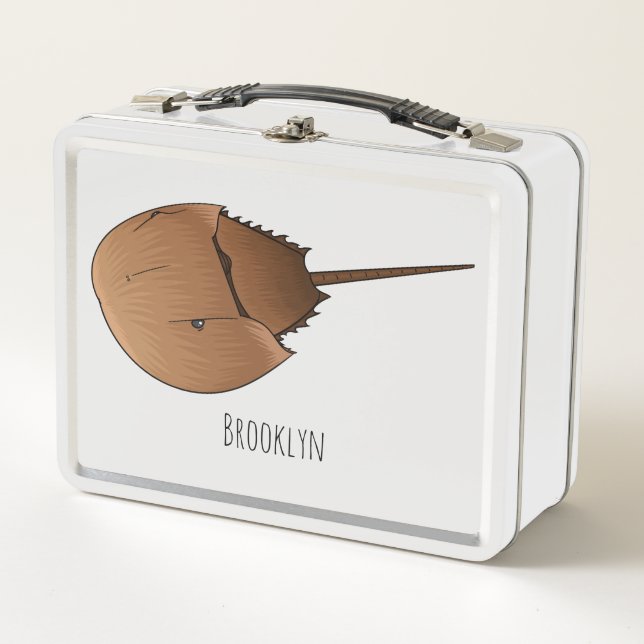 Horseshoe crab cartoon illustration  metal lunch box (Front)