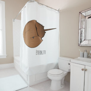 Horseshoe crab cartoon illustration shower curtain