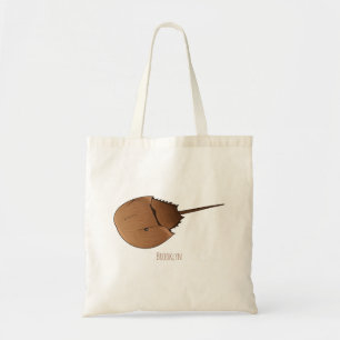 Horseshoe crab cartoon illustration tote bag