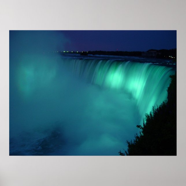 Horseshoe Falls at Niagara Falls Aqua Glow Poster (Front)
