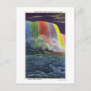 Horseshoe Falls Illuminated at Night Postcard