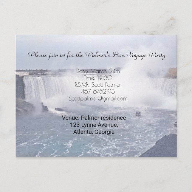 Horseshoe Falls Invitation Postcard (Front)
