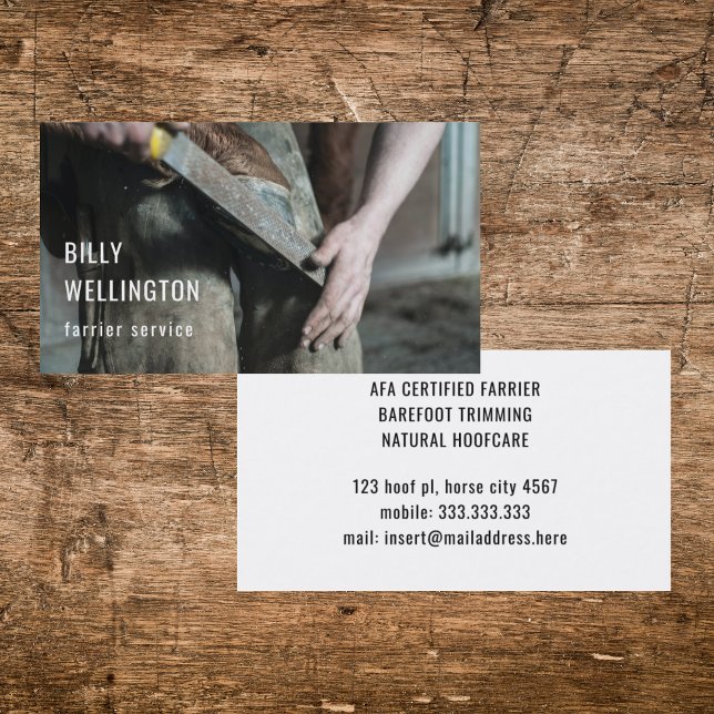 Horseshoe Farrier Modern Equine Business Photo  Business Card (Creator Uploaded)
