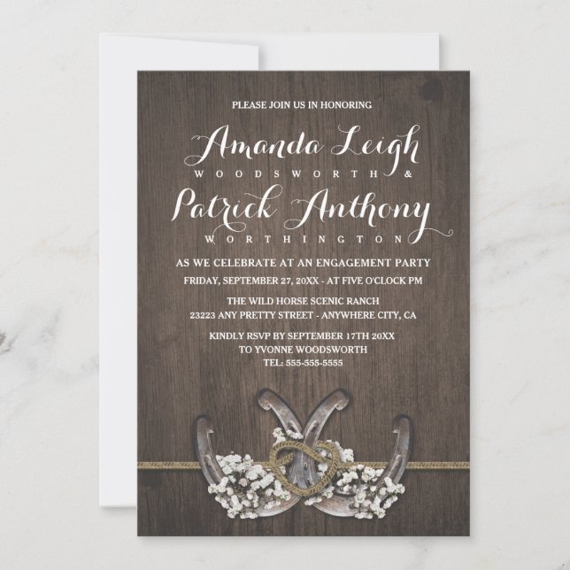 Horseshoe Floral Engagement Party Invitations (Front)