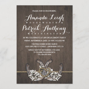 Horseshoe Floral Engagement Party Invitations