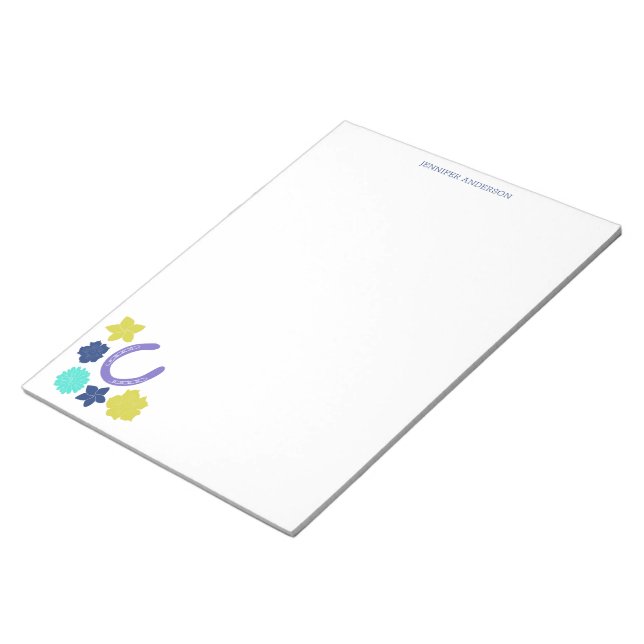 Horseshoe Floral Horseback Riding Themed Notepad (Angled)