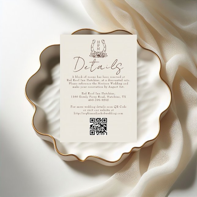  Horseshoe Floral Western Boho Wedding Detail Enclosure Card (Creator Uploaded)