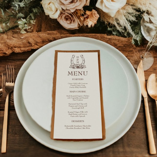 Horseshoe & Floral Western Country Boho Wedding Menu (Creator Uploaded)
