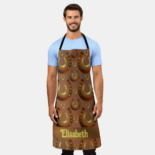 horseshoe, gold brown pattern  apron