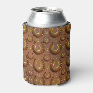 horseshoe, gold brown pattern can cooler