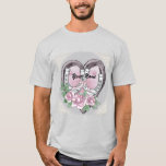 Horseshoe Hearts  wedding t-shirt<br><div class="desc">Horseshoe Hearts wedding t-shirt, Wedding apparel, Wedding t-shirts, Wedding gifts by ArtMuvz Illustration. Matching Customisable Wedding bridal shower, reception, rehearsal dinner apparel.Features a watercolor heart with roses and two horseshoes tied together with ribbon. Celebrate your love in style with our wedding designs, Perfect for the bride, groom, wedding party, and...</div>
