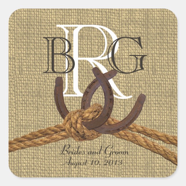 Horseshoe Monogram Square Sticker (Front)