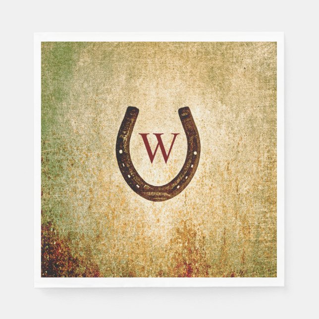 Horseshoe Monogrammed Lunch Napkin (Front)