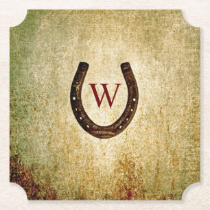 Horseshoe Monogrammed Paper Coaster