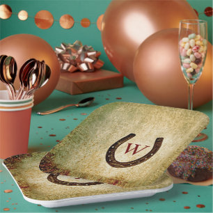 Horseshoe Monogrammed Paper Plates