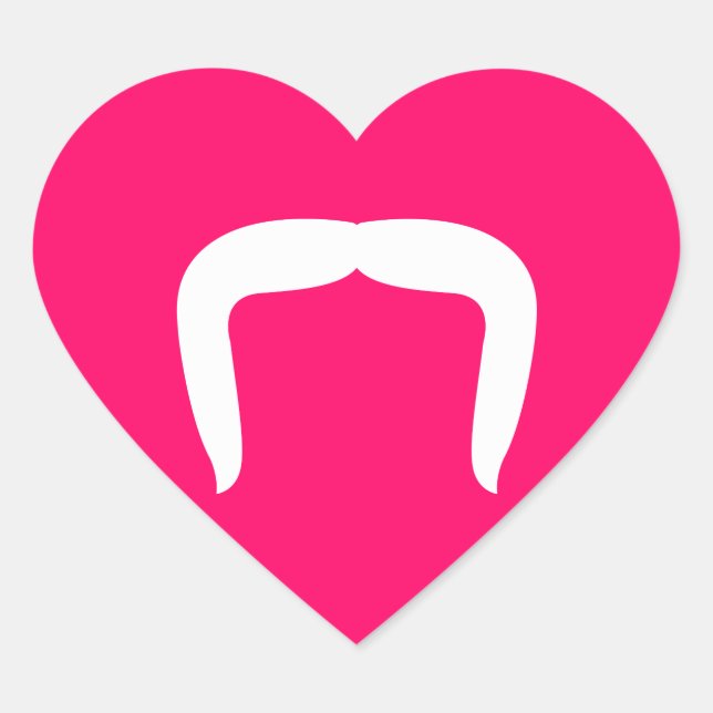 Horseshoe Moustache Heart Sticker (Front)