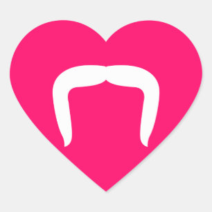 Horseshoe Moustache Heart Sticker