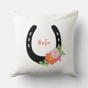 Horseshoe NAME Horse PHOTO Keepsake Pet Memorial Cushion