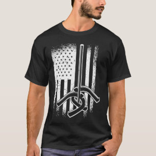 Horseshoe Pitching American USA FLag T-Shirt