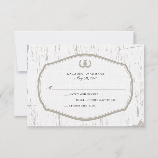 Horseshoe Rustic Barn Wedding RSVP Card (Front)