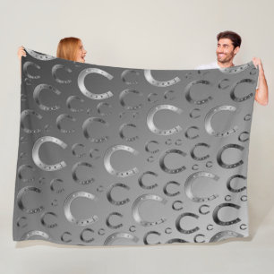 horseshoe, silver, pattern grey, luck, pattern,gre fleece blanket