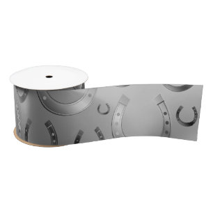 horseshoe, silver, pattern grey, luck, pattern,gre satin ribbon