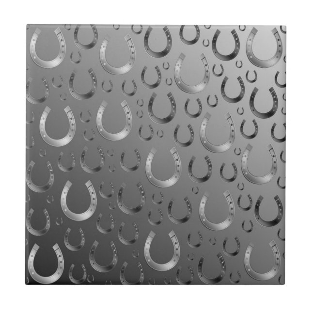 horseshoe, silver, pattern grey, luck, pattern, tile (Front)