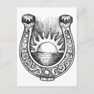 Horseshoe Sun and Sea Tattoo Postcard