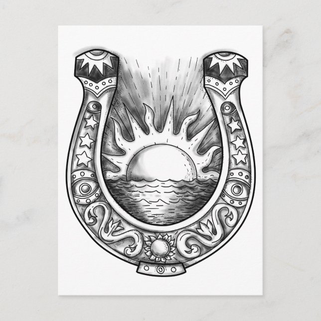 Horseshoe Sun and Sea Tattoo Postcard (Front)