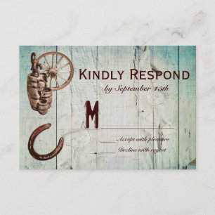 Horseshoe Wagon Wheel Barrel Wedding RSVP Cards