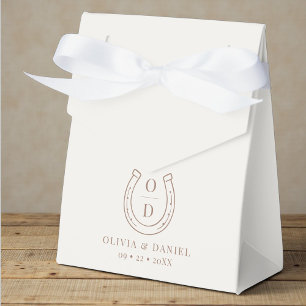Horseshoe Western Country Brown Monogram Wedding Favour Box