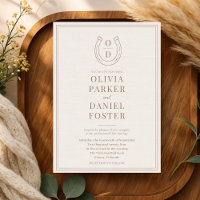 Horseshoe Western Country Brown Monogram Wedding