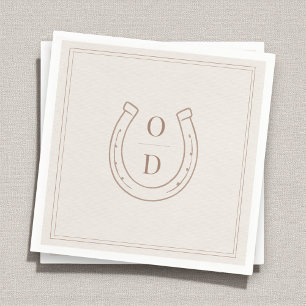 Horseshoe Western Country Brown Monogram Wedding Napkin