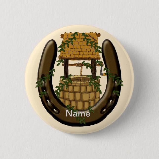 Horseshoe Wishing Well   6 Cm Round Badge (Front)