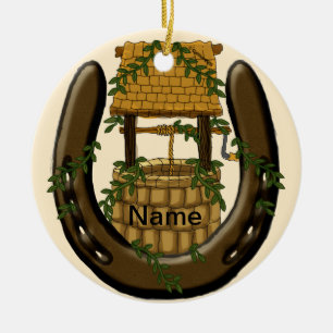 Horseshoe Wishing Well Ceramic Tree Decoration