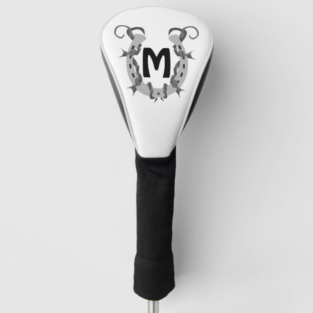 Horseshoe Wrapped in Barbed Wire Monogram Golf Head Cover (Front)