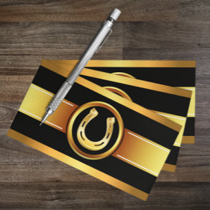 Horseshoeing Gold Black Business Card