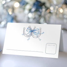 Horseshoes blue ribbon watercolor wedding