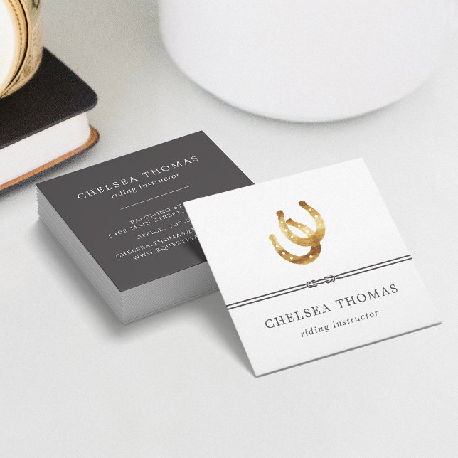 Horseshoes | Equestrian Centre Riding Instructor Square Business Card (Creator Uploaded)