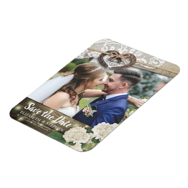 Horseshoes Hydrangea Wedding Save The Date Photo Magnet (Left Side)