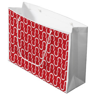 Horseshoes I Love Horses Red White Timeless Sweet Large Gift Bag