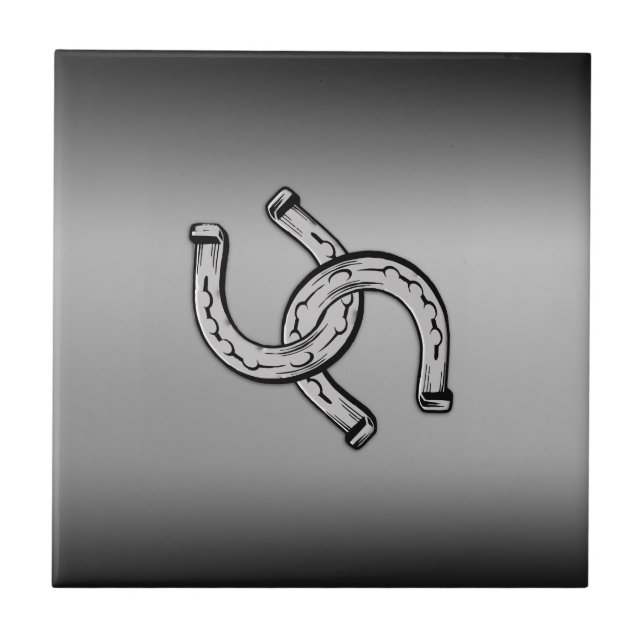 Horseshoes on Silver Gradient Tile (Front)