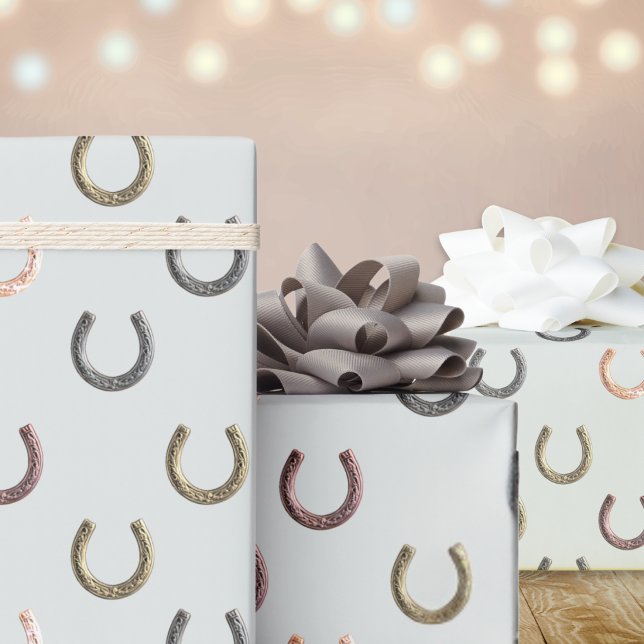 Horseshoes Patterned Horse Rider Equestrian Wrapping Paper (Stylish gift wrapping paper with horseshoes pattern)