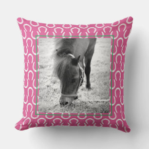 Horseshoes Pink Pet Horse Name Photo Keepsake Thro Cushion