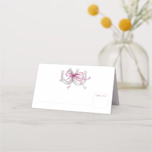Horseshoes pink ribbon watercolor wedding place card