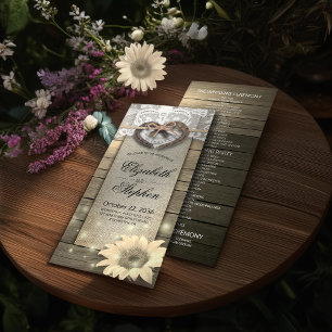 Horseshoes Sunflower Wood Country Wedding Programs Programme