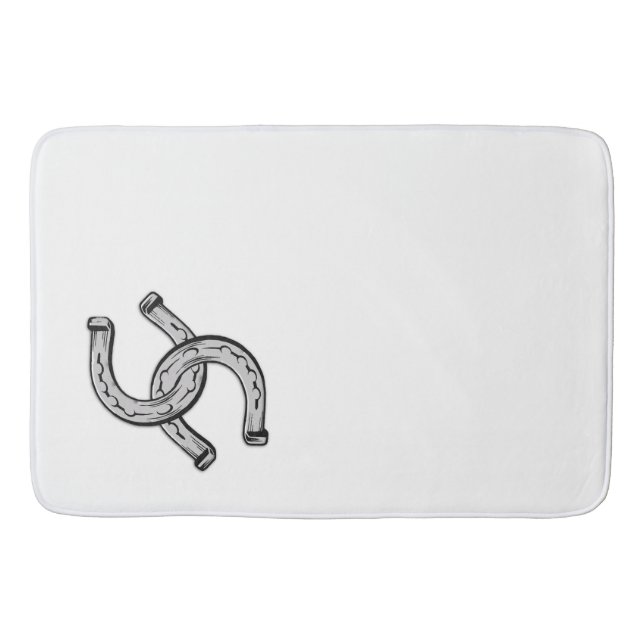 Horseshoes White Bath Mat (Front)