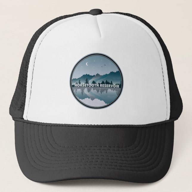 Horsetooth Reservoir Colorado Reflection Trucker Hat (Front)