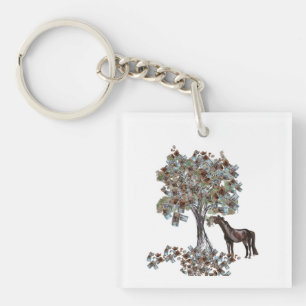 horsey eating $ tree this version has more leaves  key ring