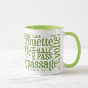 Horsey-Girl's Dressage Terms Mug in Lime Green